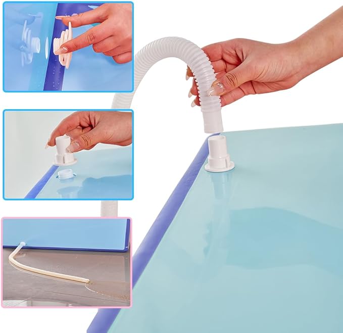 Portable Dog Bathtub for Large Dogs - 48.4Gal Foldable Pet Wash Station with Drain Plug, Insulated & Non-Slip Design for Indoor/Outdoor Bathing, Grooming, Camping(Blue)