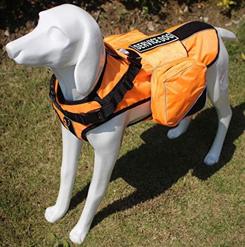 Serijoars Dog Vest Harnesses with Saddlebag Backpack for Camping & Travel - Reflective Hound Hiking Backpack Saddle Bag - Lightweight Vest Harness for Medium & Large Dogs (Orange, M)
