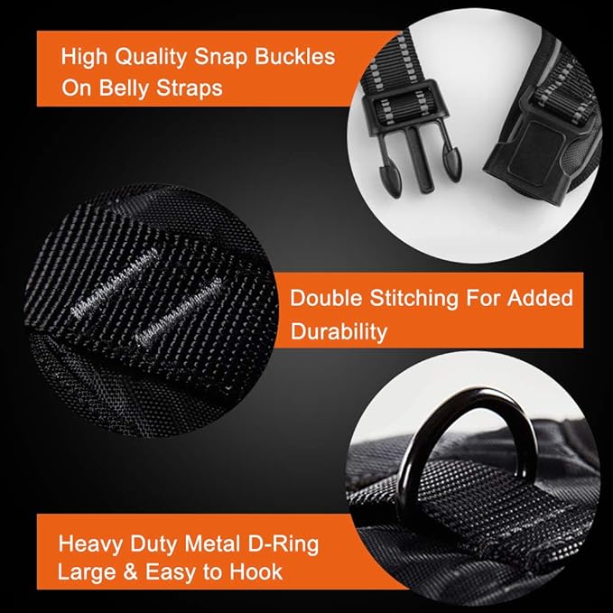 PHOEPET Reflective Dog Harness No Pull Large Breed Vest with 2 Metal Leash Attachment Hooks(L, Green)