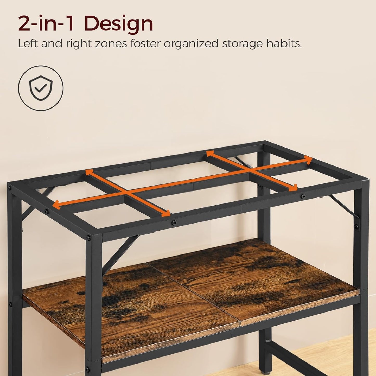 30 Gallon Fish Tank Stand, Aquarium Stand with 2-Tier Storage Shelves, Heavy Duty Breeder Turtle Terrarium Stand Rack for Home Office, 30.0" L x 11.8" W x 24.4" H, Rustic Brown FTHR3001