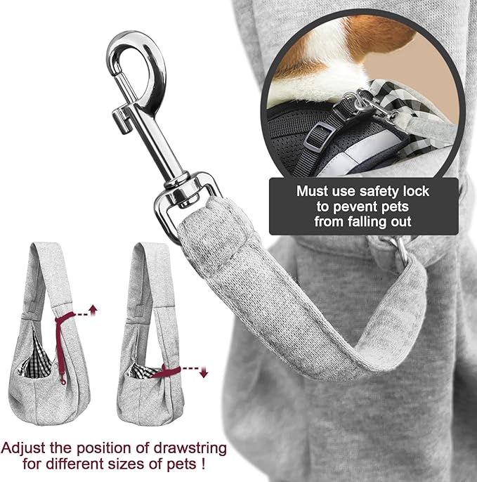 Pet Dog Sling Carrier for 3-10 lbs pet,Dog Purse Pouch,Dog Satchel,Reversible unadjustable Strap Travel Hand-Free Safe Bag Small Puppy Backpack (Grey)