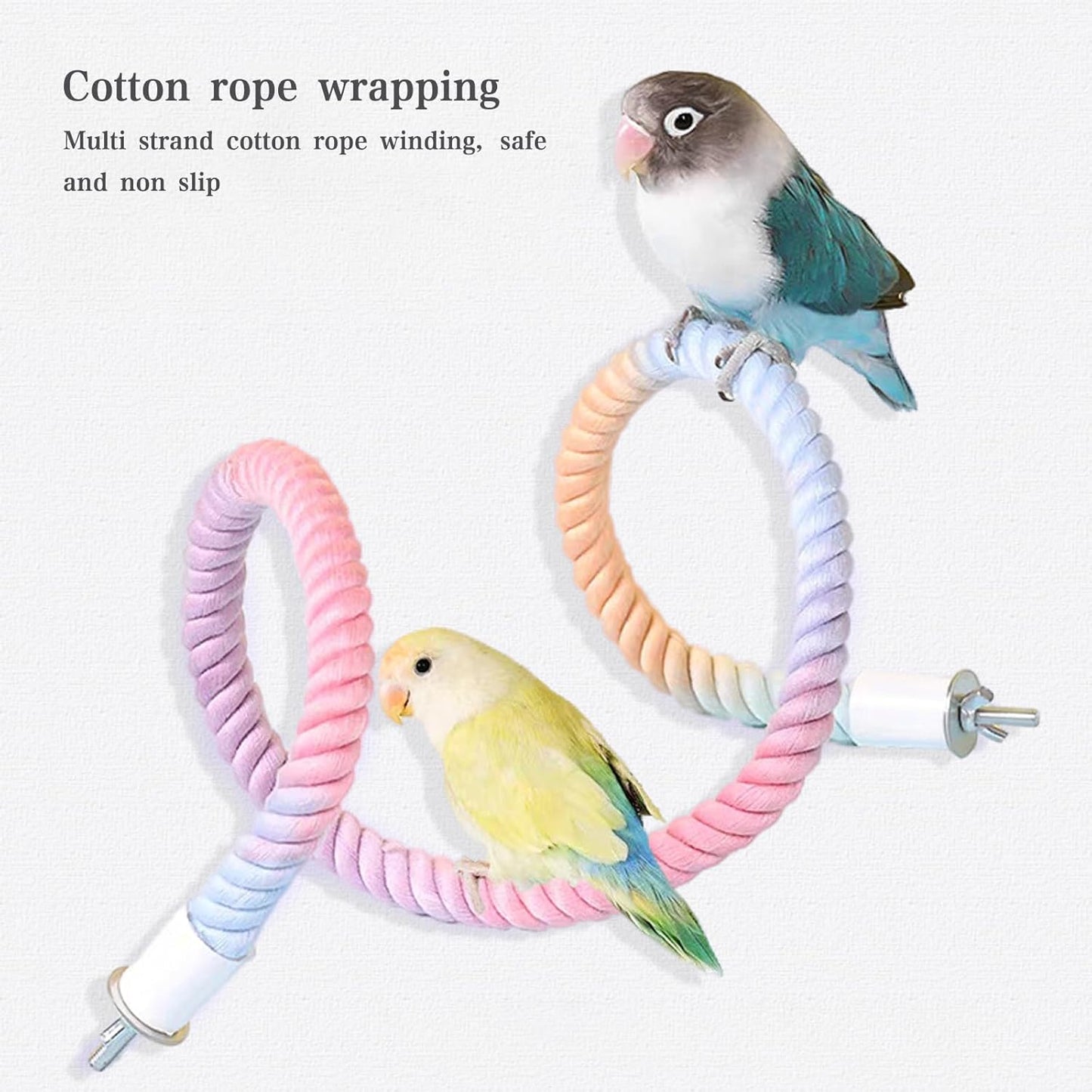 1pcs Gradient Colorful Bird Rope Perch Stand,Bird Cage Climbing Rope Toys Accessories,Bendable Climbing,Parakeet Lovebirds Cockatiels Budgies Play (31.4'')
