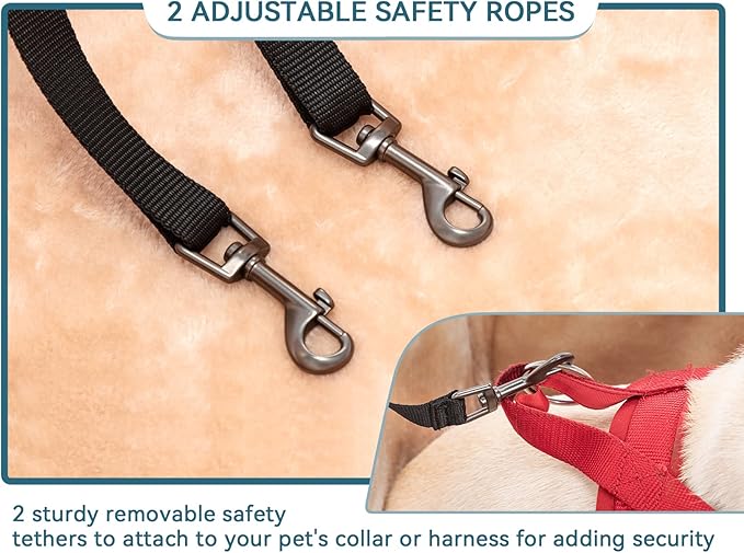 Petsfit Dog Car Seat for Medium Dogs or 2 Small Dogs, Upgraded Dog Booster Car Seat for Front and Back Seats with 2 Safety Leashes (Medium, Deep Grey)