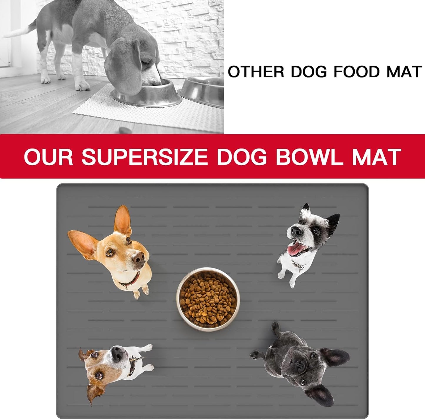 39.4"x29.5" Large Pet Food Mat, Silicone Dog Mats for Food and Water, Nonslip Pet Feeding Mats for Floors,Dog Cat Bowl Mat with Raised Edges, Dark Green