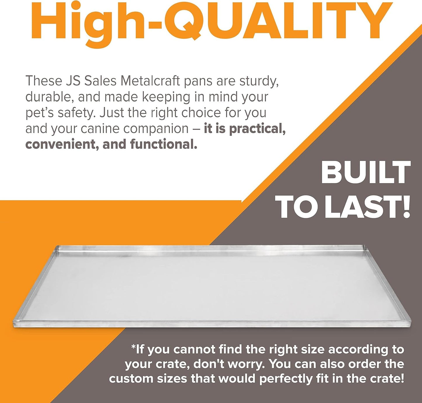 47" x 29.13" Metal Replacement Dog Crate Pan Chew Proof Crack Proof Pet Kennel Tray Central Dog Training Crate Pan Pet Supplies, Galvanized, 1" H