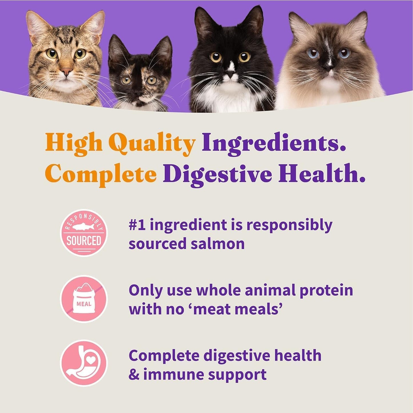 Halo Holistic Cat Food Wild Caught Salmon & Whitefish Formula, Healthy Grains Dry Cat Food, Complete Digestive Health, Kibble for Adult Cats, 10 lb Bag