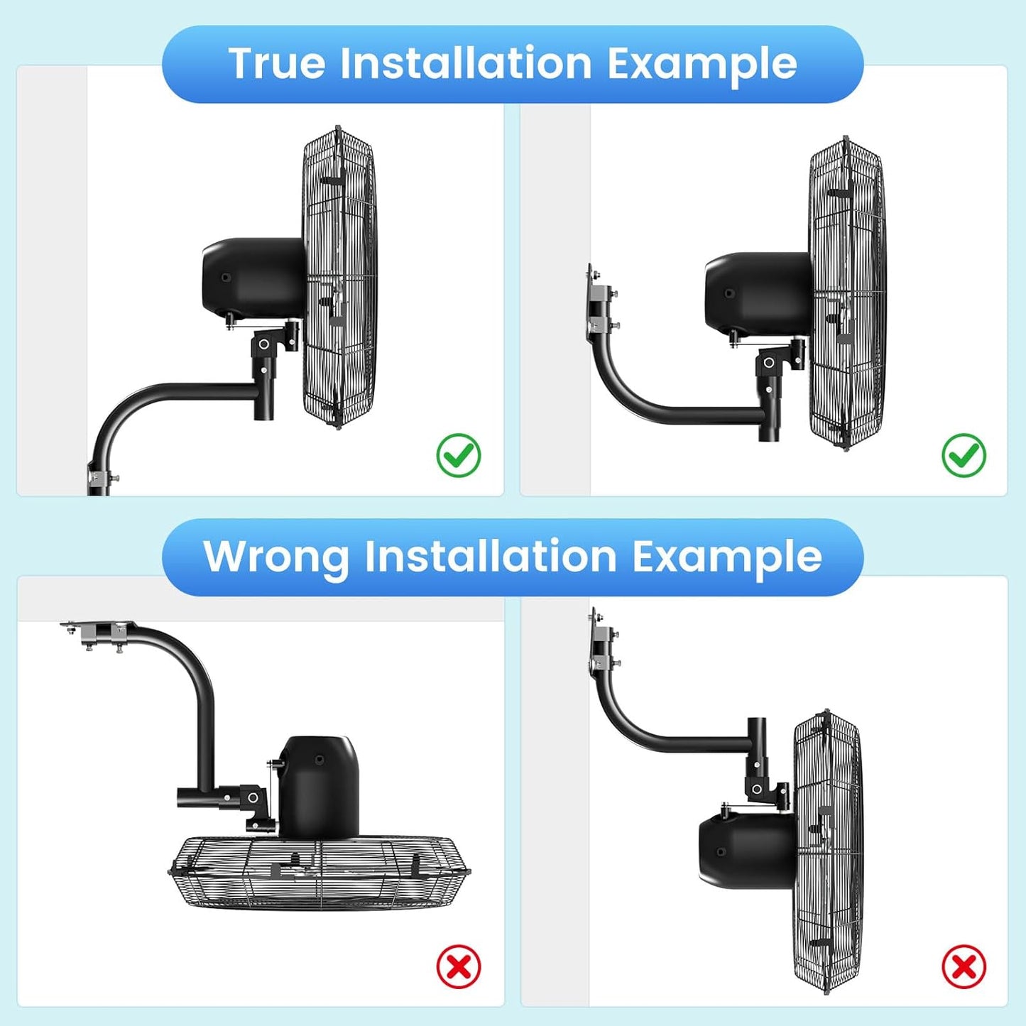 20'' Outdoor Wall Mount Fan, 4 Speed Oscillating Wall Fan with All Sealed Brushless DC Motor, Heavy Duty Industrial Fans, Waterproof Fans for Patios, House, Garage, Commercial, Warehouse, Factory