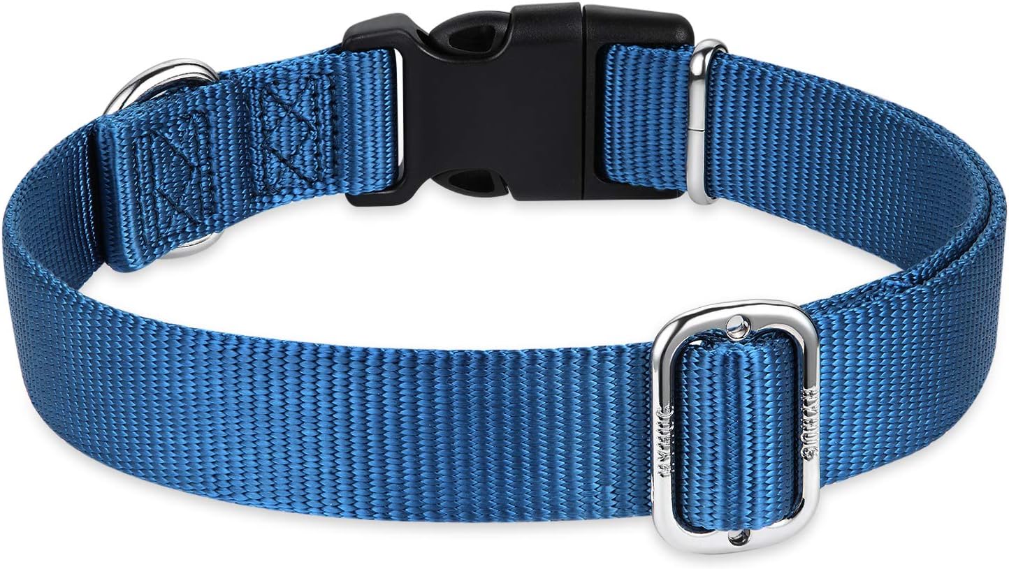 Hyhug Small Dog Collar Quick-Release Blue| Heavy-Duty Nylon Puppy Collar, Adjustable & Durable Pet Supplies for Boy & Girl Dogs (Small, Classic Blue)