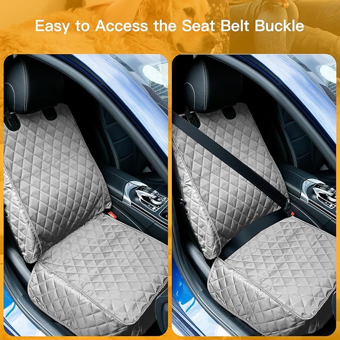 PETICON Waterproof Front Seat Car Cover 2 Pack, Full Protection Dog Car Seat Cover with Side Flaps, Nonslip Scratchproof Captain Chair Seat Cover Fits for Cars, Trucks, SUVs, Jeep, Gray (Gray)