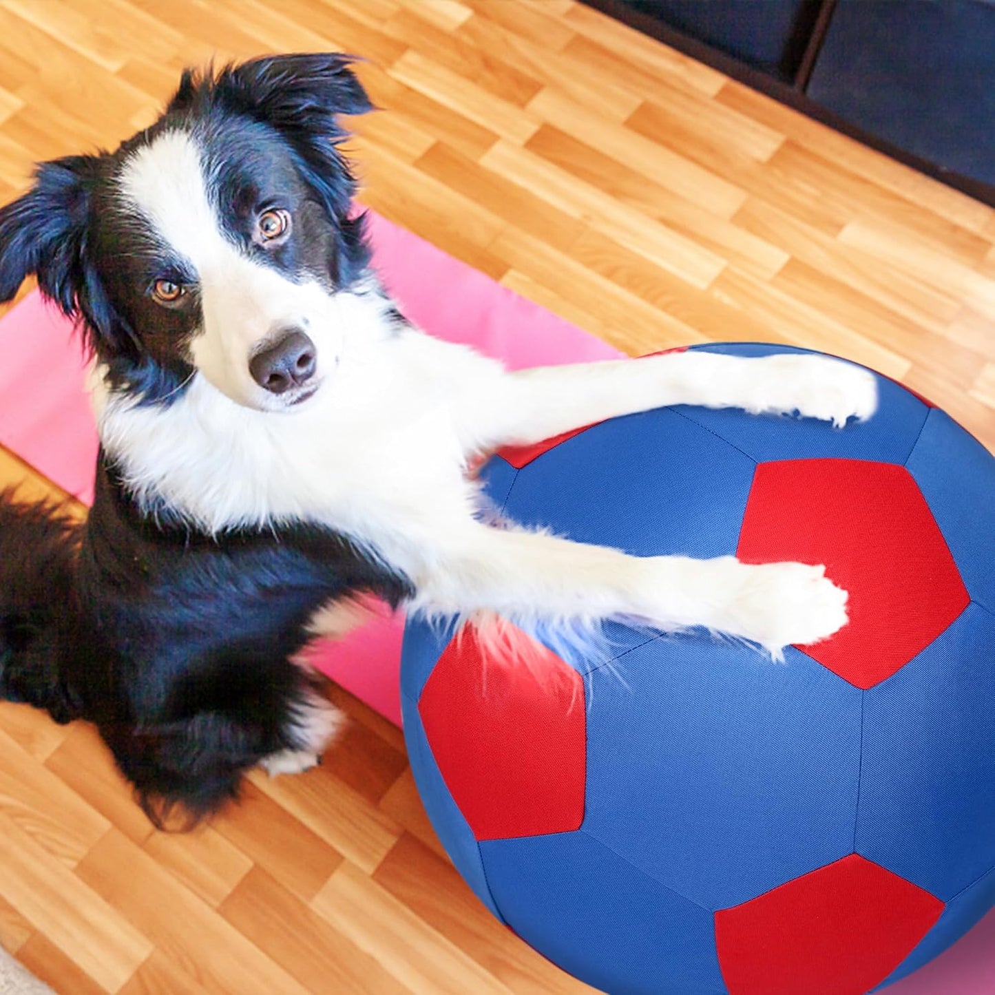 Herding Ball for Dogs Horse Ball & Cover 25" for Horses Large with Hand Pump for Play, Blue and Red