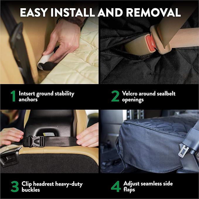 Plush Paws Products Velvet Convertible Rear Seat Cover | Durable Diamond Stitching | Washable & Waterproof Back Seat Cover | Car, Truck & SUV | Nonslip, Tear Resistant Protection | X-Large Charcoal