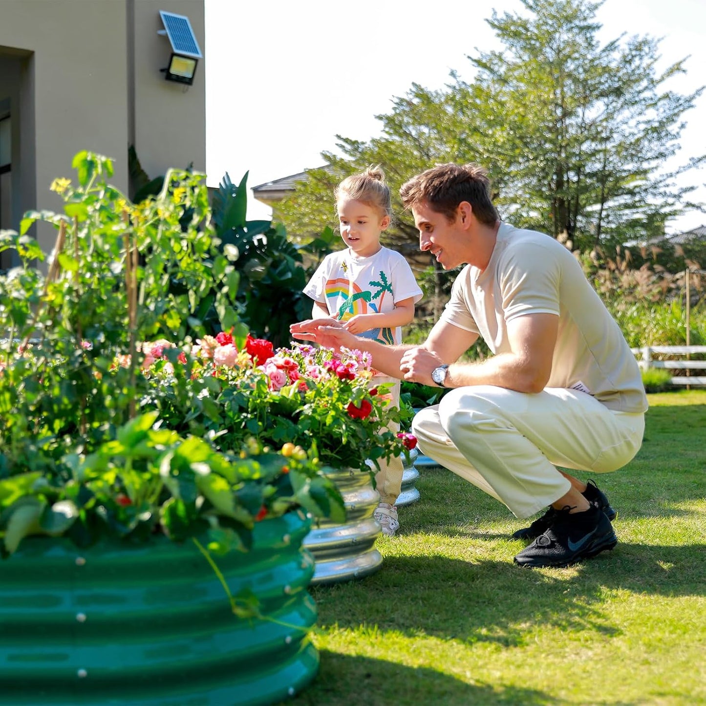 2pack 8×4×1ft Raised Garden Bed,Outdoor Galvanized Planter Boxes, Oval Large Metal Raised Garden Beds for Vegetables