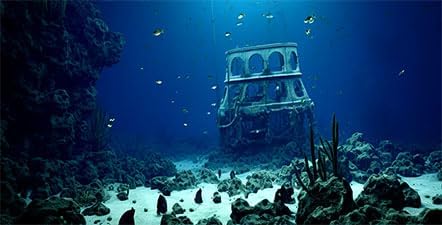 36X18IN Natural Underwater Aquarium Background, Pictures 3D Fish Reef Fish Tank Decoration Background, with 8 EVA Double-Sided Tape