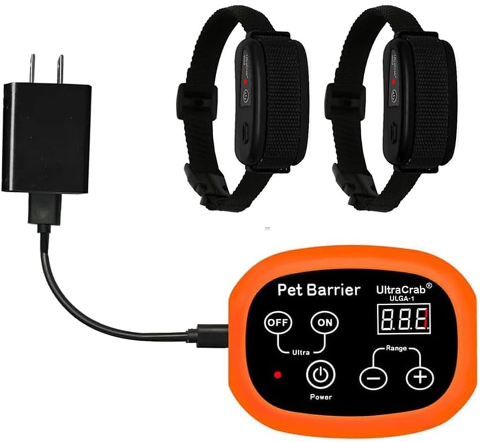 Indoor Pet Barrier for 2 Dogs,Wireless Indoor Electric Fence,Pet Gate, Keeps Areas Off Limits,Dog Home Proofing, Waterproof/Rechargeable/Beep/Static Training Collar,Orange Kit