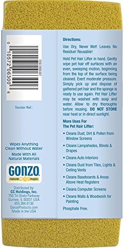 Gonzo Pet Hair Remover - 2 Pack - Lift and Remove Dog, Cat and Other Pet Hair from Furniture, Carpet, Bedding and Clothing