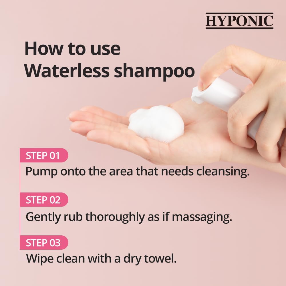 HYPONIC Hypoallergenic Premium Waterless Shampoo for All Pets (Unscented, 6.4 oz) - Fragrance Free, Natural Dry Shampoo, Waterless Foam, Grooming for Dogs and Cats