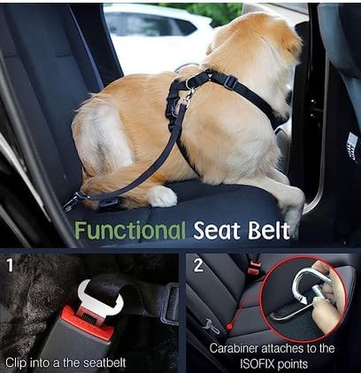Dog Seat Belt, Safety Vest Dog Car Harness with Adjustable Buckle Dog Seat Belt for Vehicle Nylon Pet Safety Seat Belts Heavy Duty(XXL, Black)