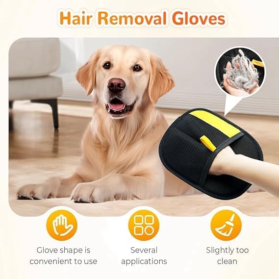 2Pcs Electrostatic Gloves Pet Hair Removal, Pet Hair Remover Glove, Washable Reusable Dogs Cats Hair Gloves for Furniture Bed Sheets Couch Clothes Carpet Car