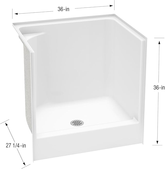 Laurel Mountain Odie 36" x 27" x 36" AcrylX Alcove Center Drain One-Piece Pet Shower in White with Hand-Held Sprayer in Chrome