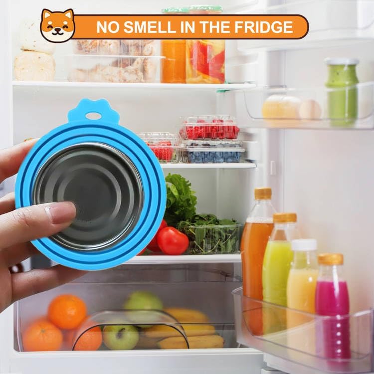 2 Pack Pet Food Cans Lids, Silicone Food Can Covers for Dog and Cat, BPA Free/Food Safe/Universal, One Fit Most Standard Size Food Can Top Yellow/Blue