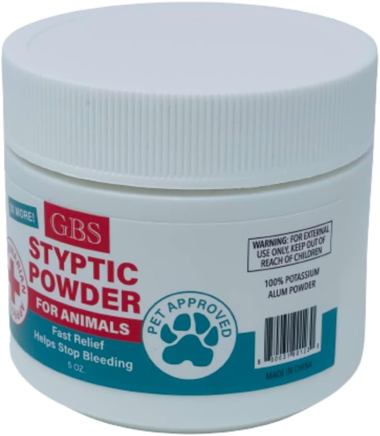 5 oz Styptic Powder for Dogs, Cats & Birds Stops Bleeding– Quick Blood Clotting for Nail Clipping, Minor Cuts, Tail Docking & Wing Clipping – Pet First Aid Hemostatic Powder with Sealed Top & Scoop