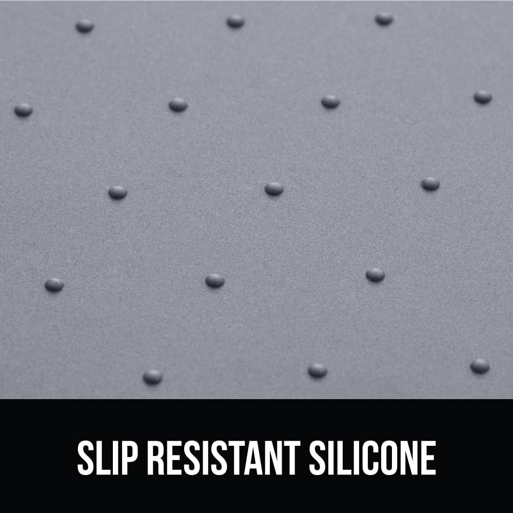 GORILLA GRIP 100% Waterproof Raised Edge BPA Free Silicone Pet Feeding Mat, Dog Cat Food Mats Contain Spills Protects Floors, Placemats for Cats and Dogs Water Bowl, Pets Accessories 32x24 Gray