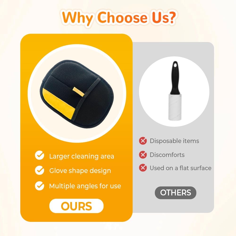2025 Upgrade Pet Hair Remover Gloves, Reusable Cat Dog Grooming Gloves Pet Hair Remover Electrostatic Gloves, Premium Efficient Pet Hands on for Dogs, Cats & Horses with Long and Short Hair Fur (3)