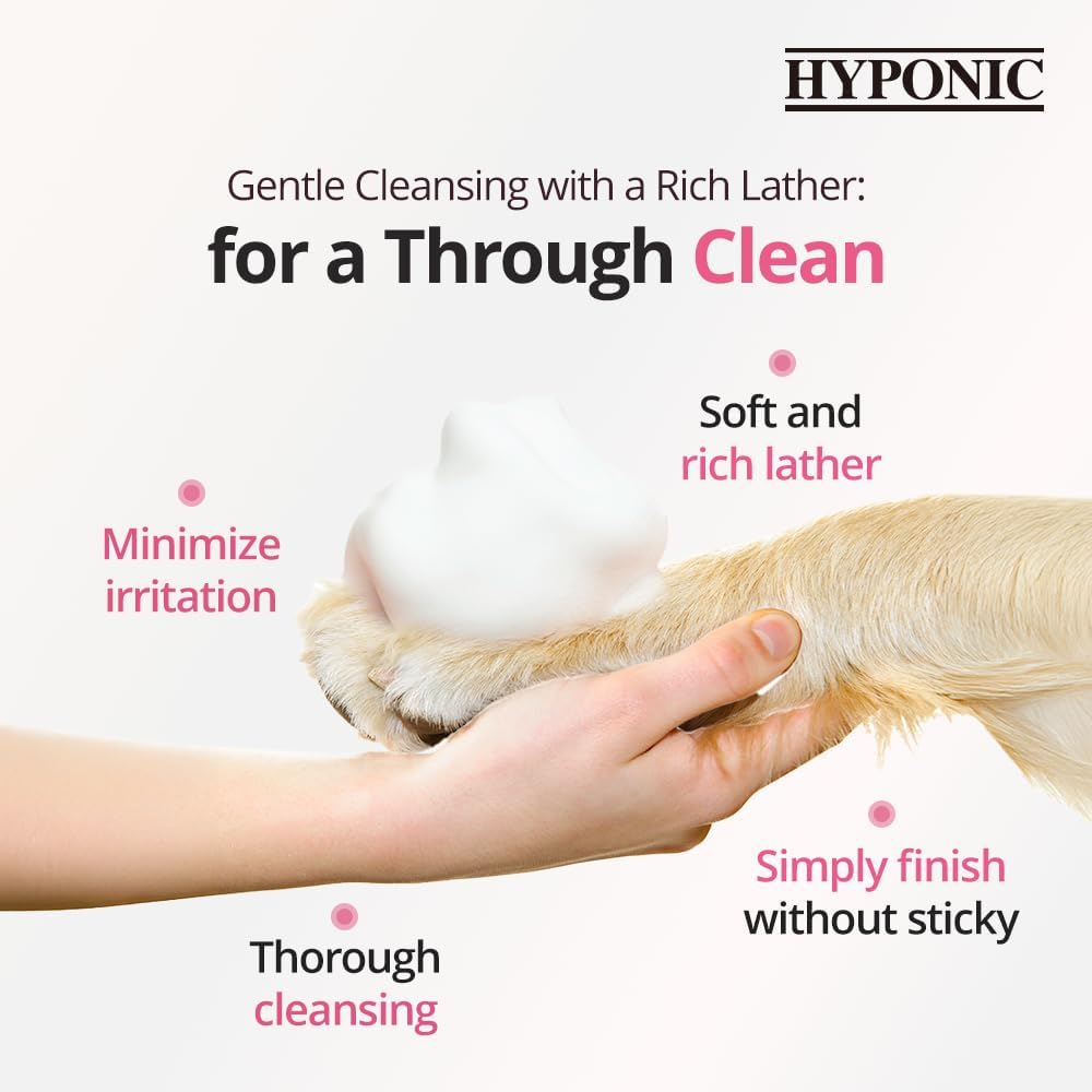 HYPONIC Hypoallergenic Premium Waterless Shampoo for All Pets (Unscented, 6.4 oz) - Fragrance Free, Natural Dry Shampoo, Waterless Foam, Grooming for Dogs and Cats