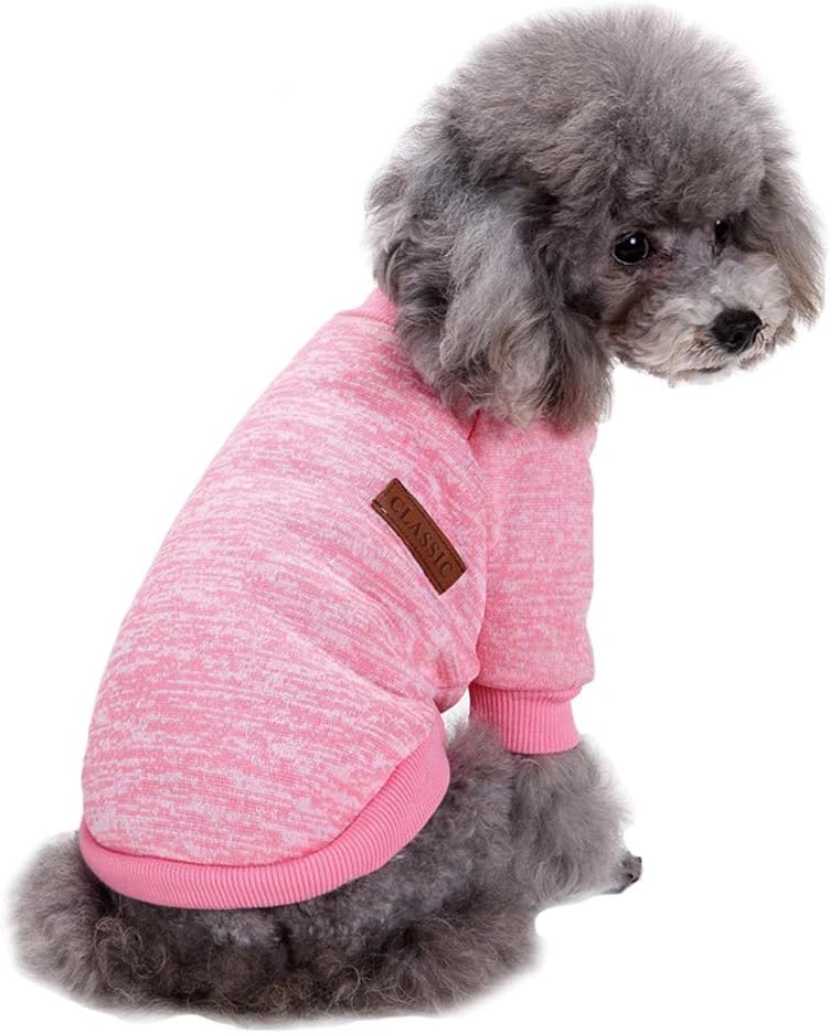 Jecikelon Dog Clothes Dogs Sweater Soft Puppies Clothing Winter Puppy Sweaters Warm Outfit for Dogs Small XXS XS Cat Apparel (Pink, XXS)