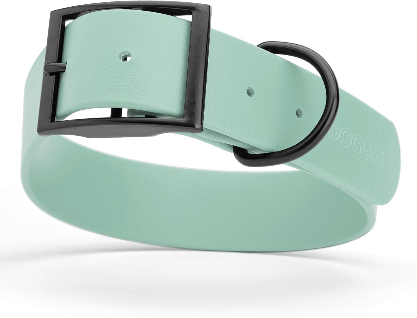 Dogline Biothane Waterproof Dog Collar Strong Coated Nylon Webbing with Black Hardware Odor- Proof for Easy Care Easy to Clean High Performance Fits Small Medium or Large Dogs, Sage Green