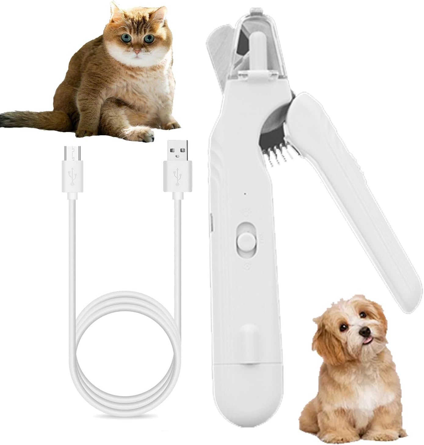 2 In 1 Pet Nail Clipper and Grinder, Professional Electric Rechargeable Pet Nail Fast Trimmer, Painless, Claw Care Grooming, Smoothing, Silent - Shockproof, For Small, Large Dogs & Cats, upgraded