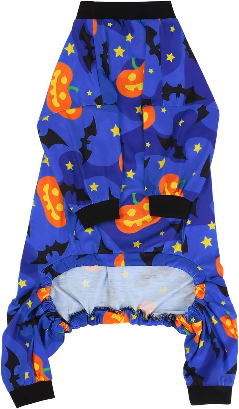 HDE Dog Pajamas One Piece Jumpsuit Lightweight Dog PJs Shirt for M-3XL Dogs Starry Pumpkins - 2XL