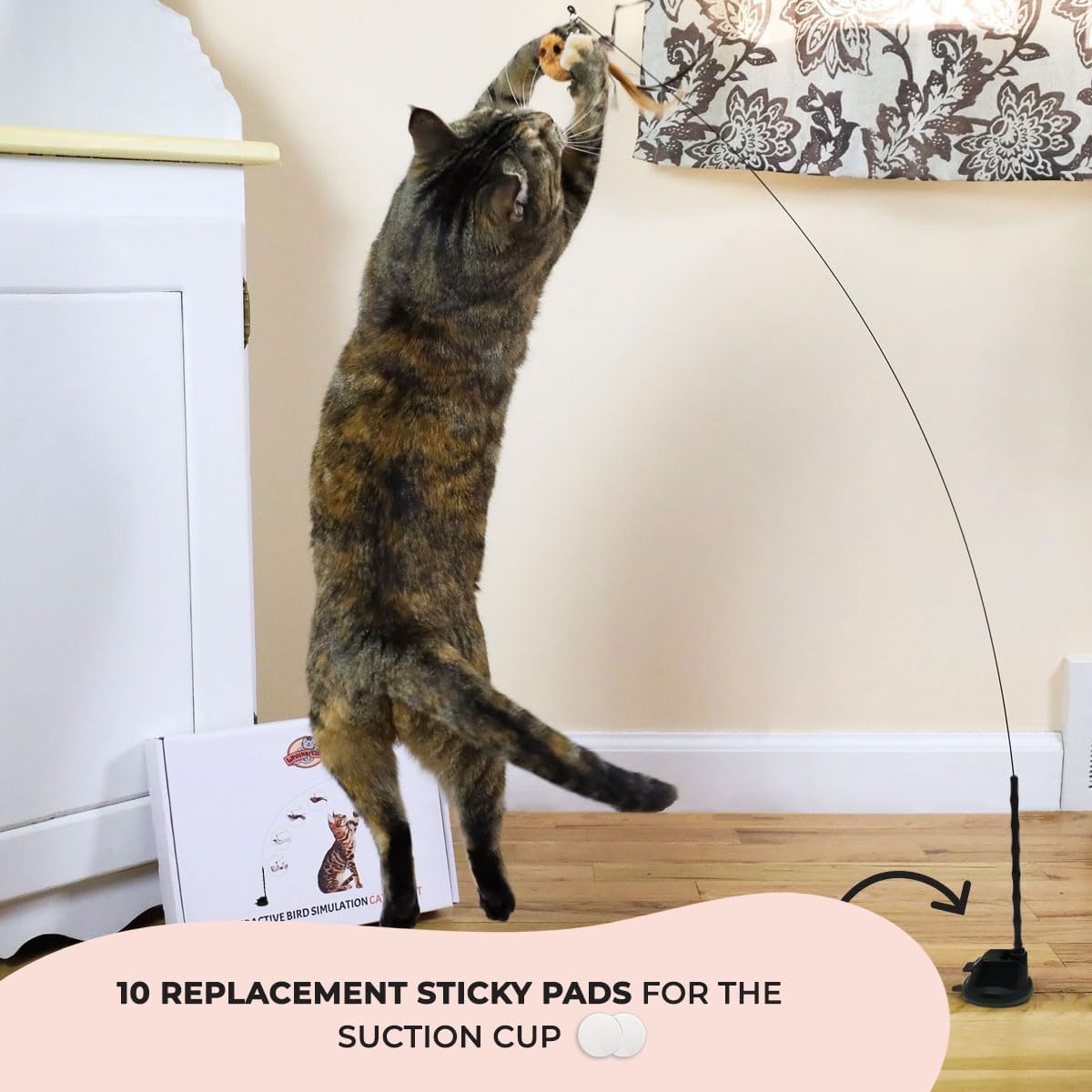 Interactive Bird Simulation Cat Toy Set (10 Replacement Sticky Pads)