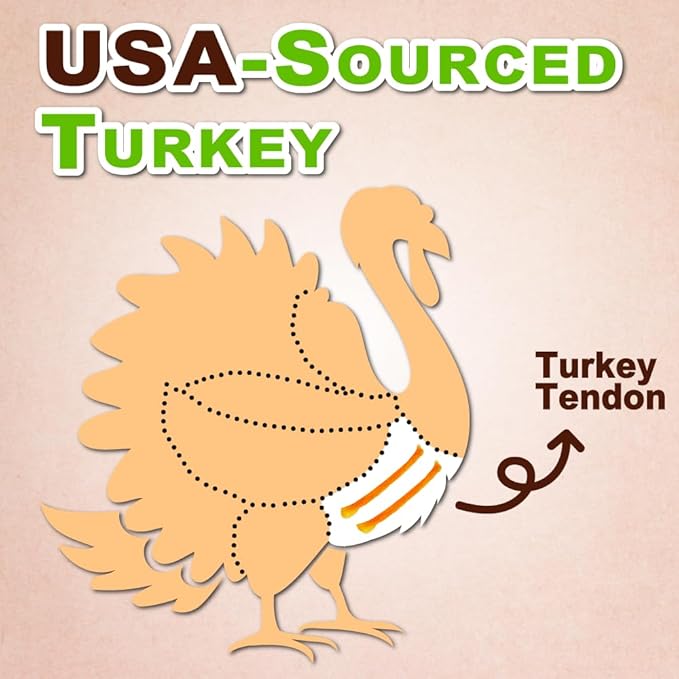 Afreschi Turkey Tendon Bone (M) 3.17 oz, USA-Sourced Turkey Tendon, All Natural Human Grade Dog Chew, Hypoallergenic, Rawhide Alternative, Dog Treats for Medium Breeds