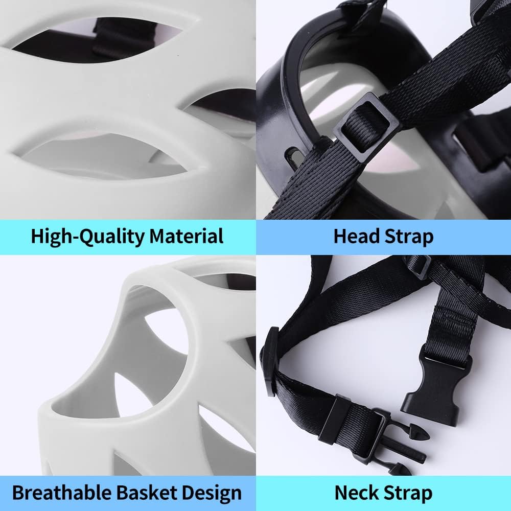 Dog Muzzle, Breathable Basket Muzzles for Small, Medium, Large and X-Large Dogs, Prevent Barking, Biting, Chewing Dog Mouth Cover Gray