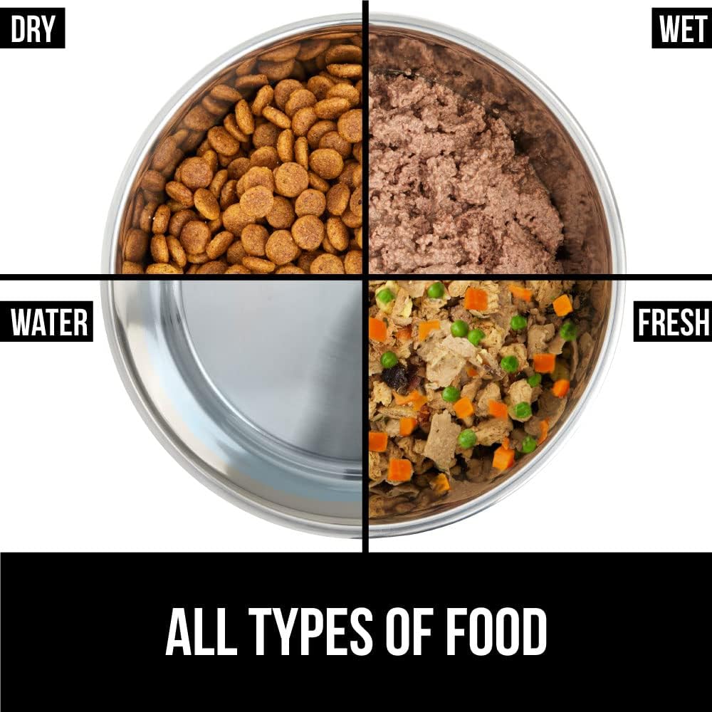 GORILLA GRIP Set of 2 Dog Bowls, Holds 4 Cups (32 fl oz), Heavy Duty Metal Food and Water Bowl for Feeding Dogs and Cats, Dishwasher Safe, Rust Resistant Stainless Steel, BPA Free Rubber Base, Green