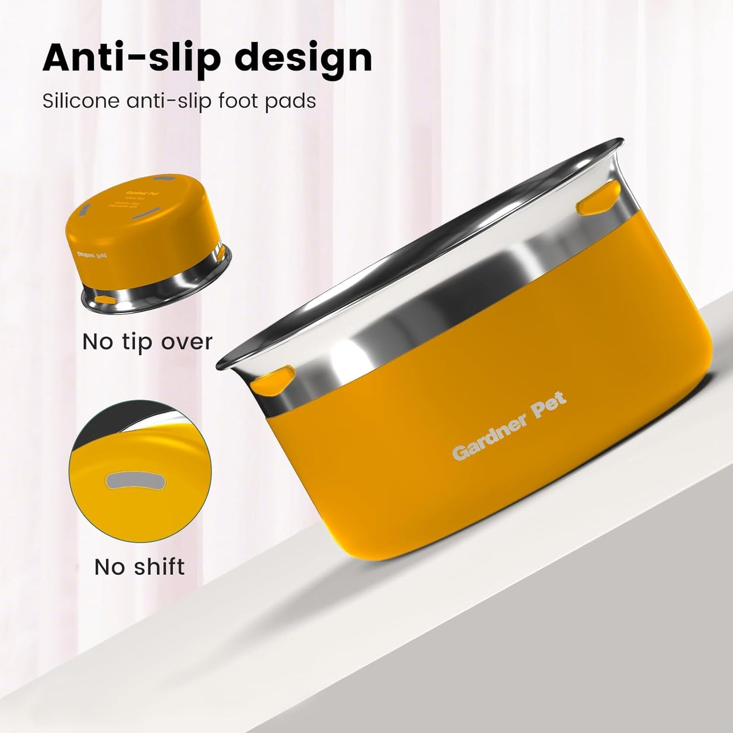 Gardner Pet Dog Bowls 1 Gallon (3.85L) Stainless Steel No Spill Dog Water Bowl, Slow Water Feeder Metal Bowls, Spill Proof Water Dispenser for Large Dogs, Promotes Healthy Hydration