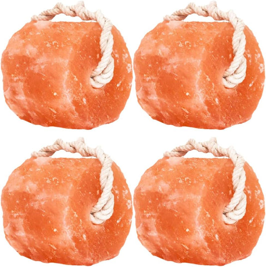 Himalayan Mineral Salt Block on Rope Pack of 4 (3lbs each) – 100% Organic Pink Salt Lick for Horses and Livestock. Deer Attractant with No Harmful Elements.