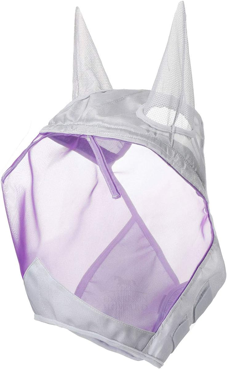 Harrison Howard CareMaster Horse Fly Mask Half Face with Ears Silver/Purple Retro Large Full Size