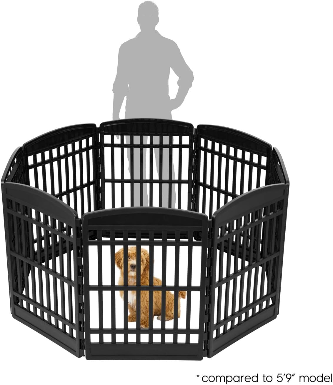 IRIS USA 34" 8-Panel Dog Playpen, 63 x 63 x 35, Puppy Fence, Puppy Playpen, Dog Play Pen Indoors, Pet Fence, Puppies/Small Dogs, Black