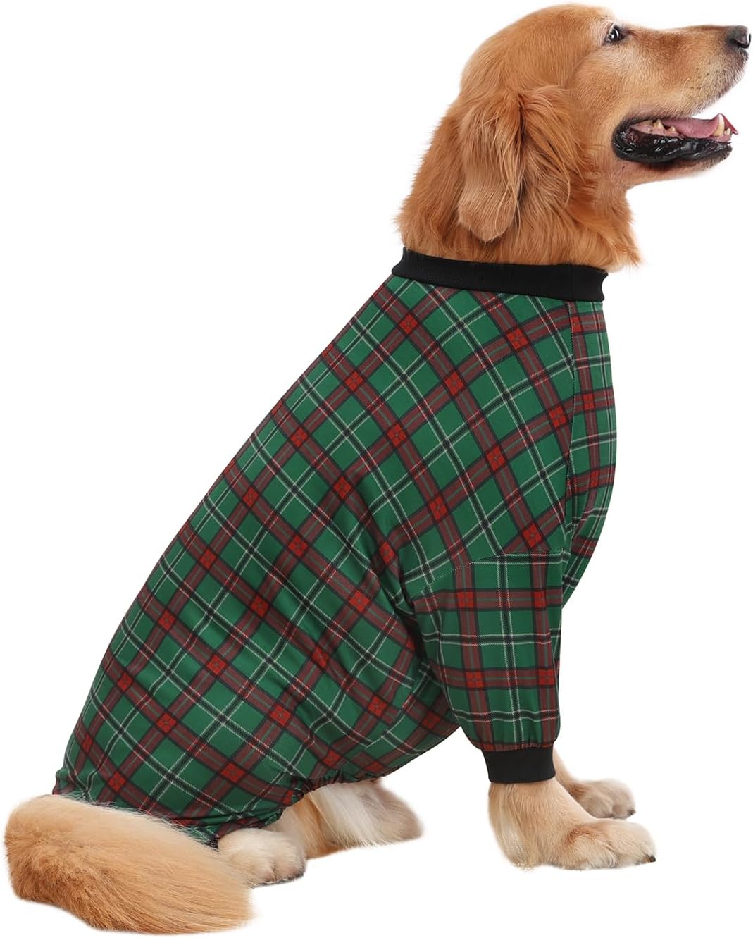 HDE Dog Pajamas One Piece Jammies Jumpsuit Pet Clothes Outfit Stretchy Lightweight Comfy Shirt Pjs for M-3XL Dogs Holiday Plaid - 3XL