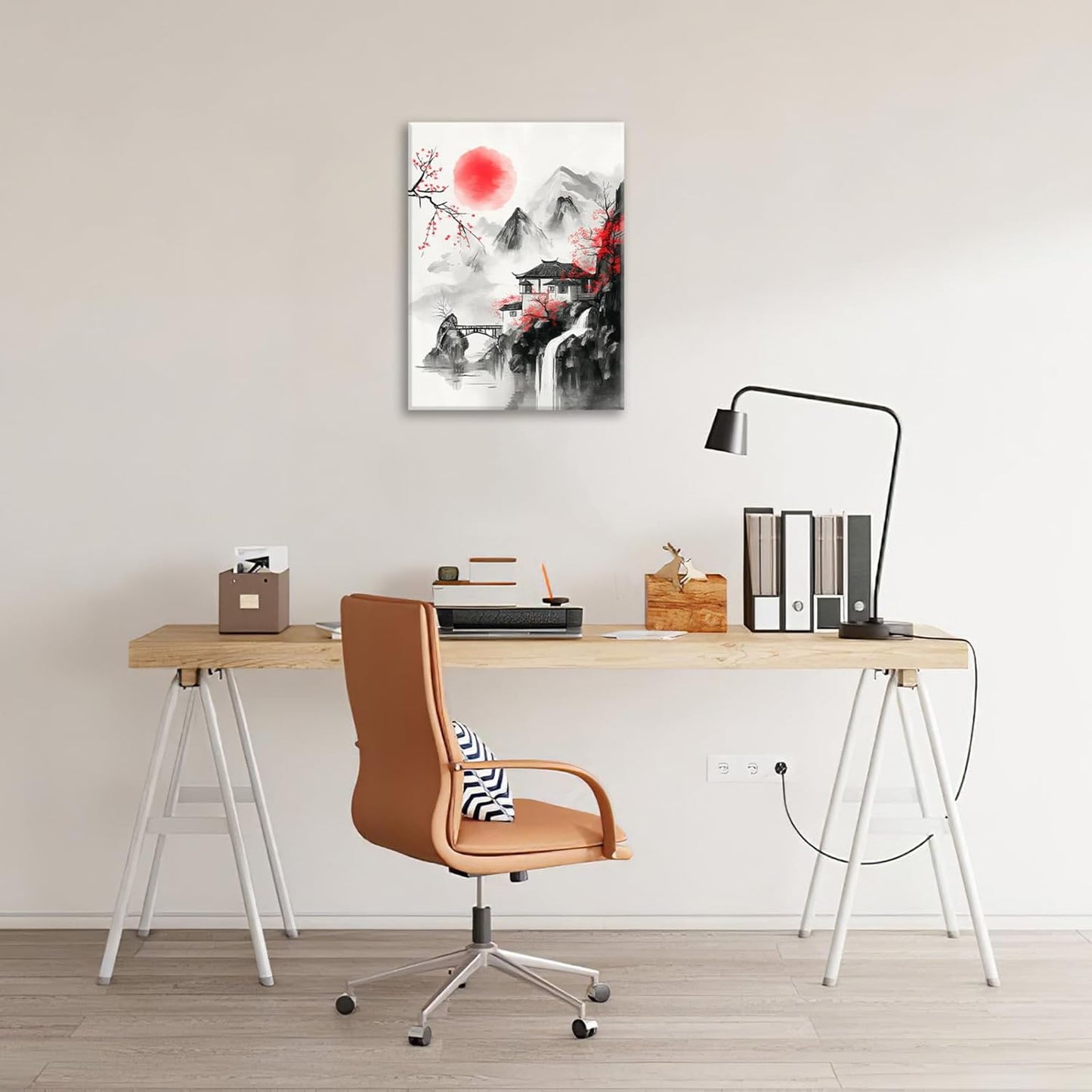 Japanese Wall Art Canvas Asian Nature Wall Decor Prints Framed Painting Mountain Landscape Pictures Gifts Artwork for Bathroom 12"x16"