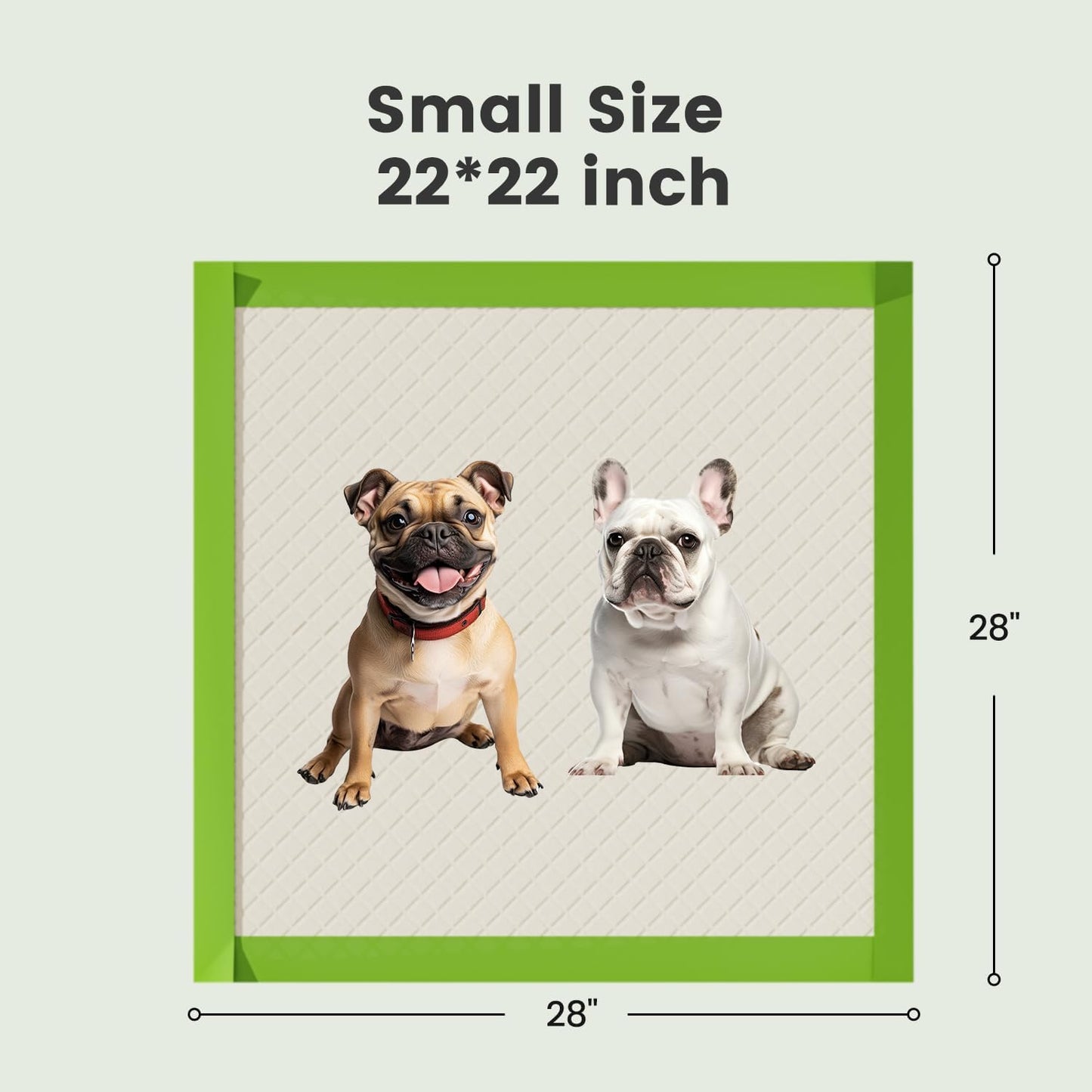 Gardner Pet Dog Pee Pads Rugular 22"x22", Thicker ECO Green Small Disposable Puppy Training Pads Super Absorbent Full Edge-Wrapping Pad for Dogs, Puppies, Doggies, Cats-(40 Count)