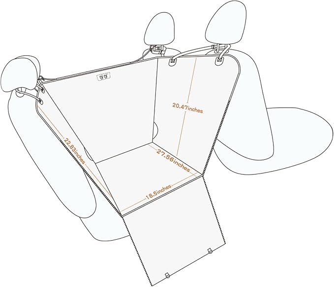 njnj Dog Car Seat Cover for Back Seat - Waterproof Dog Half Hammock for Cars,Scratchproof Pet Backseat Protector,Perdurable,Non-Slip Booster Seat for Small,Medium and Large Dogs