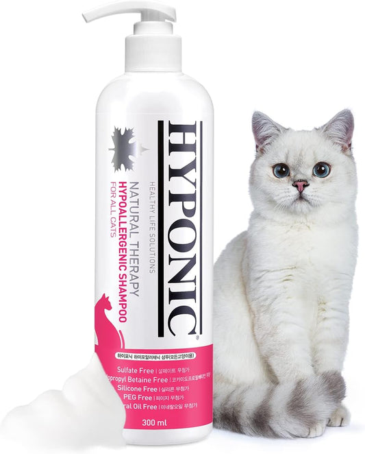 HYPONIC Hypoallergenic Premium Shampoo for All Cats (Scented, 10.14 oz) - Cat Shampoo for Dry Skin, Dandruff, Allergy