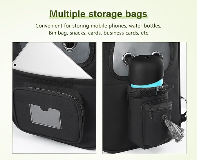 Pecute Pet Carrier Backpack, Large Cat Carrier Backpack, Expandable cat Backpack with Breathable Mesh for Medium Dogs Cats, or 2 Small Pets, Dog Backpack Carrier for Travel Hiking, Black