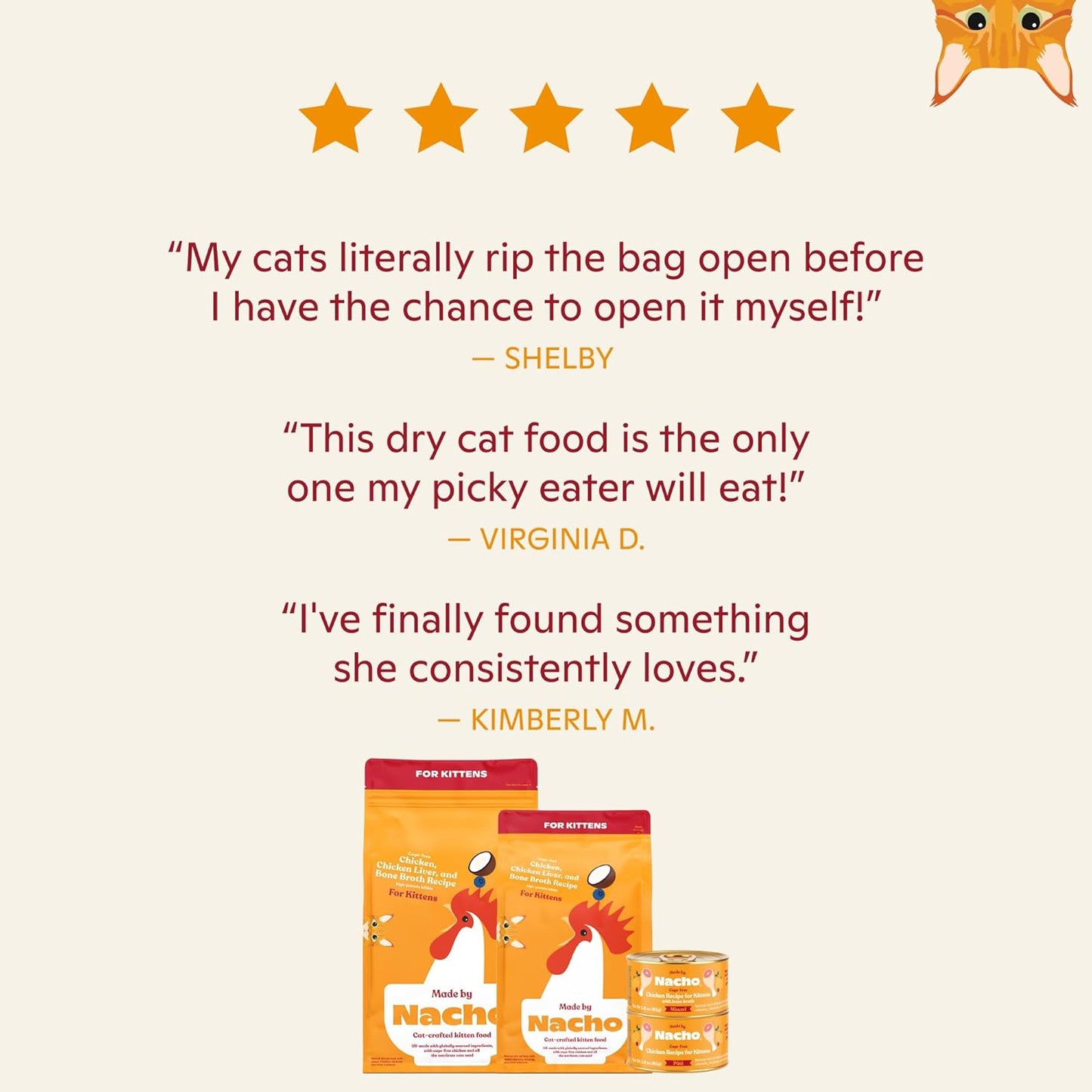 Made by Nacho Kitten Dry Kibble Infused with Bone Broth, Healthy High Protein Cat Food, Cage-Free Chicken and Chicken Liver, 2lb Bag