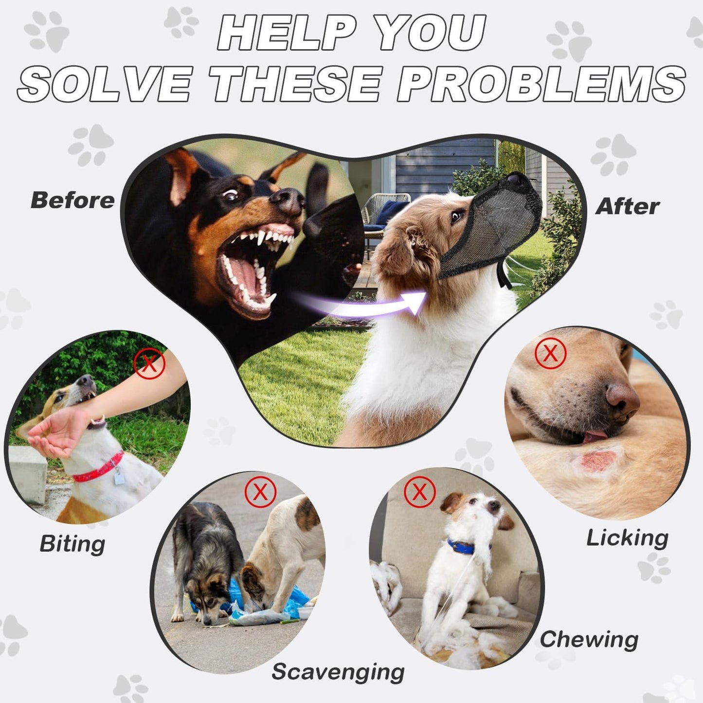 Dog Muzzle, Soft Air Mesh Muzzle for Small Medium Large Dogs Anti Biting Barking Chewing Scavenging, Breathable Adjustable Loop Pets Muzzle with Front Opening Design Allows Panting Drinking (Black,L)