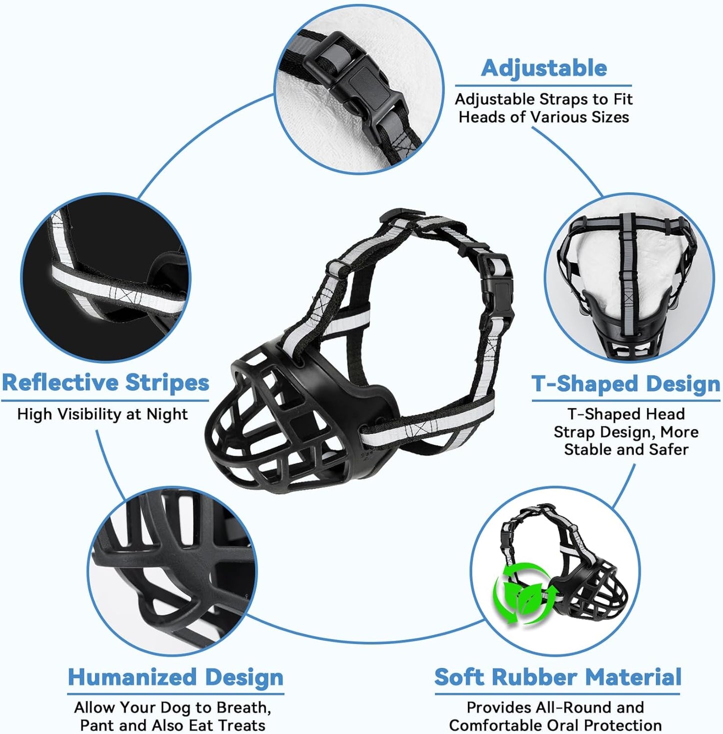 Dog Muzzle for Large Dogs, Breathable Basket Muzzles for Small, Medium and X-Large Aggressive Dog, Allows Panting Drinking, Suitable for Grooming Trimming Training (1, Blacks)