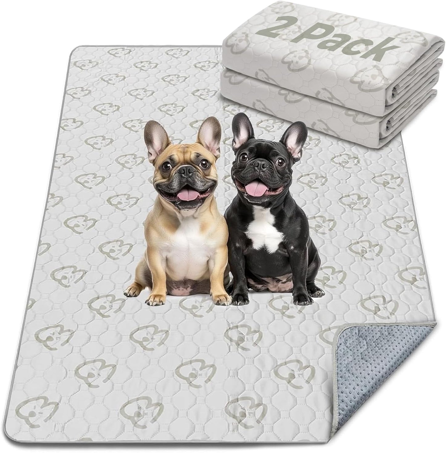 FXW Washable Pee Pads for Dogs, Puppy Pads with Super Absorbent, Specifically Designed for FXW Rollick/Homeplus 24inch 6 Panels Dog Playpen, 63" × 39" Rectangle, Khaki, 2 Packs